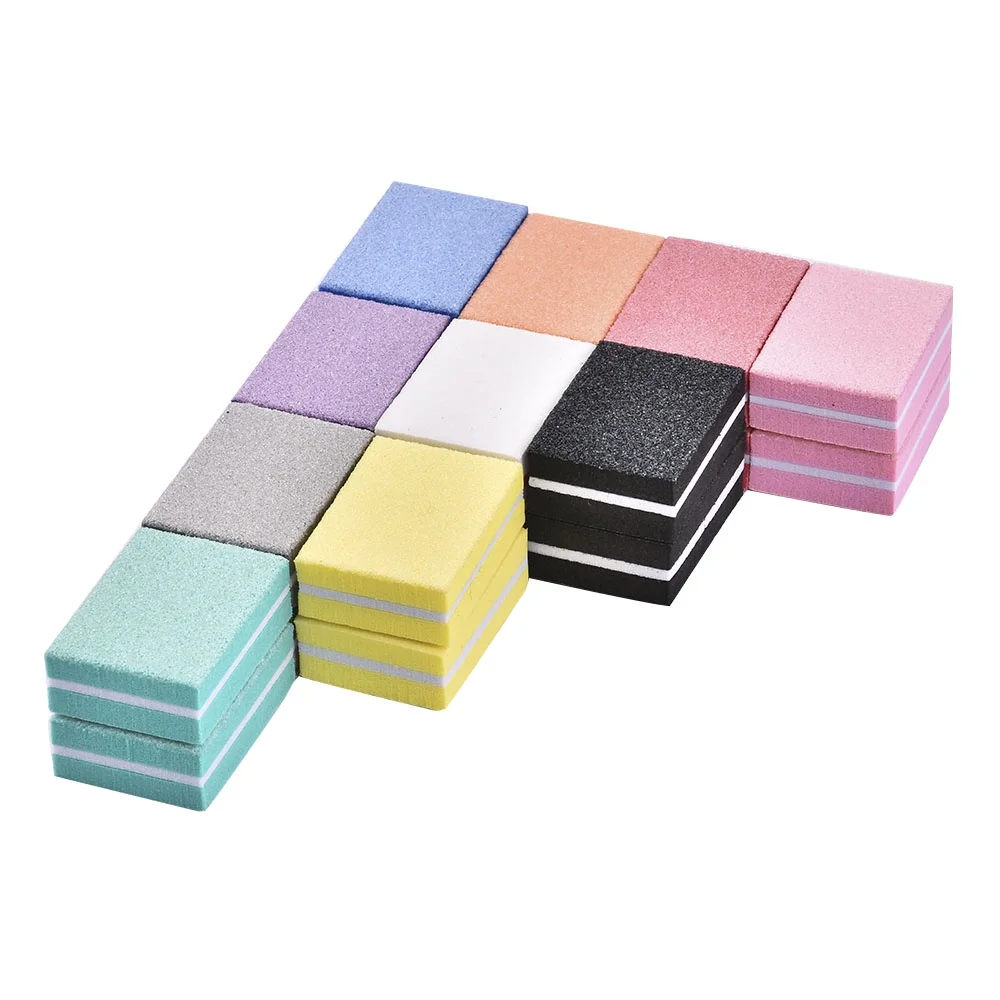 10 sztuk/partia Mini Gąbki Pilnik do Paznokci Bufor Ścierny Dwustronne Kolorowe Kwadratowe Bloki do Polerowania Paznokci Narzędzia do Manicure