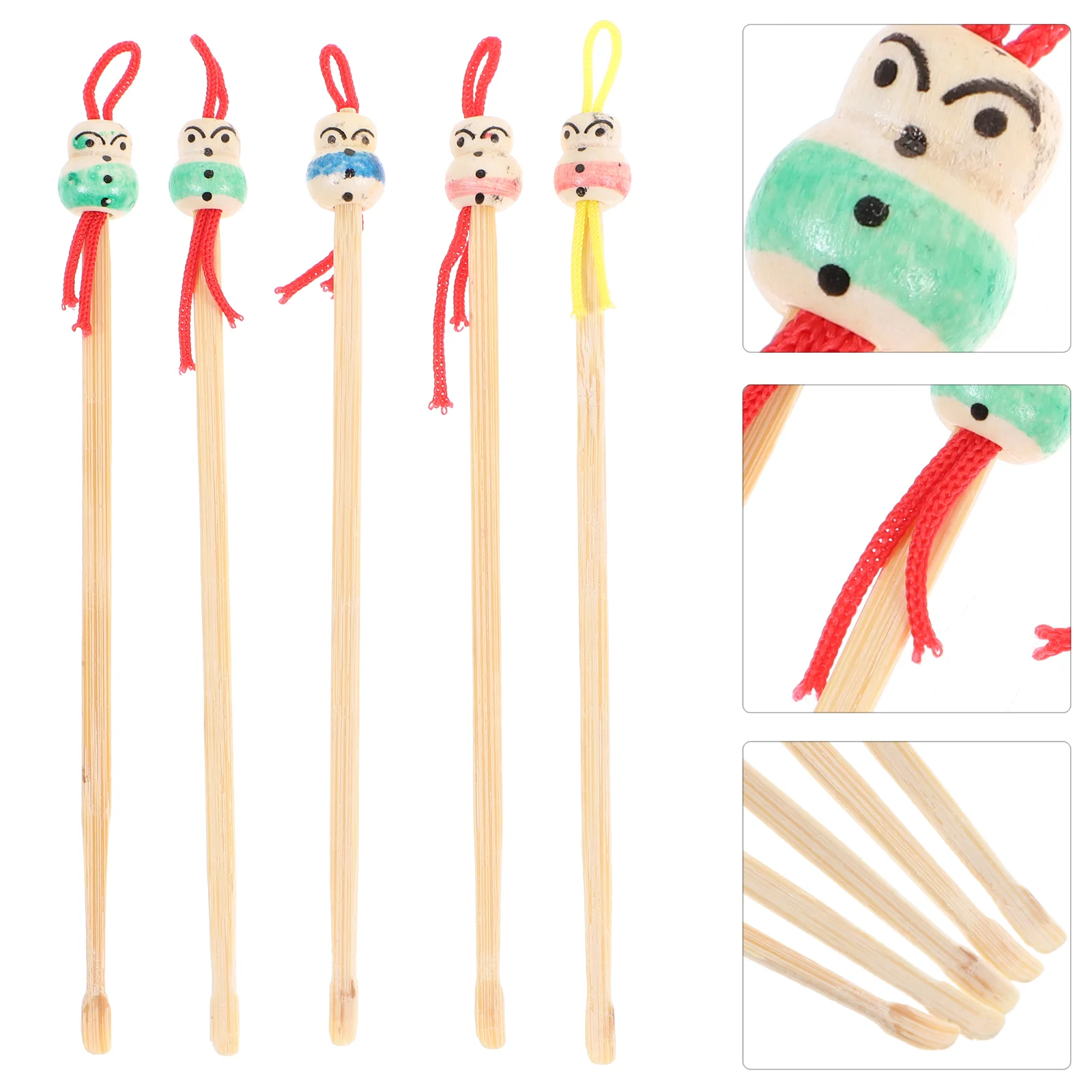 5 Pcs Ear Wax Cleaner Cleaners Cute Pick Chinese Cartoon Bamboo Earpicks for Set