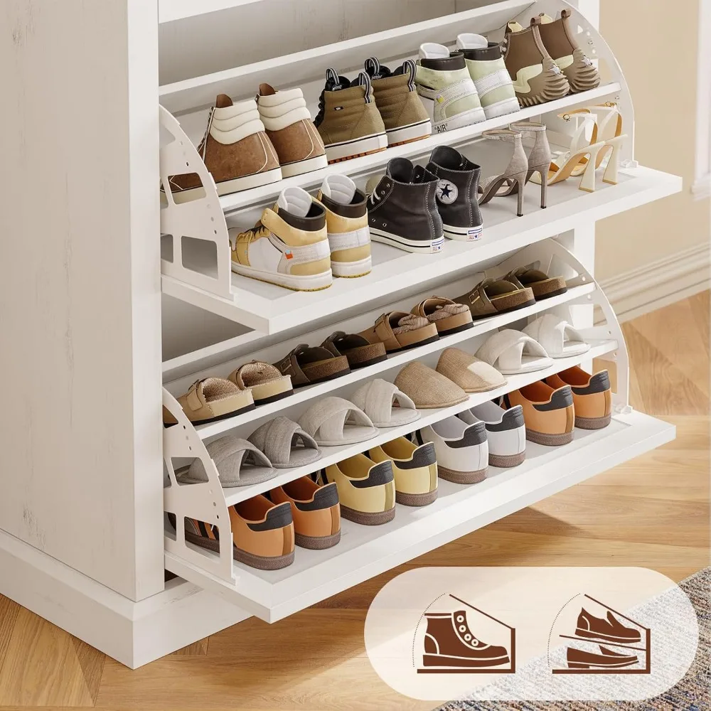 خزانة أحذية رفيعة على طراز المزرعة مع أدراج مزدوجة وتخزين مزيل الروائح الكريهة #5