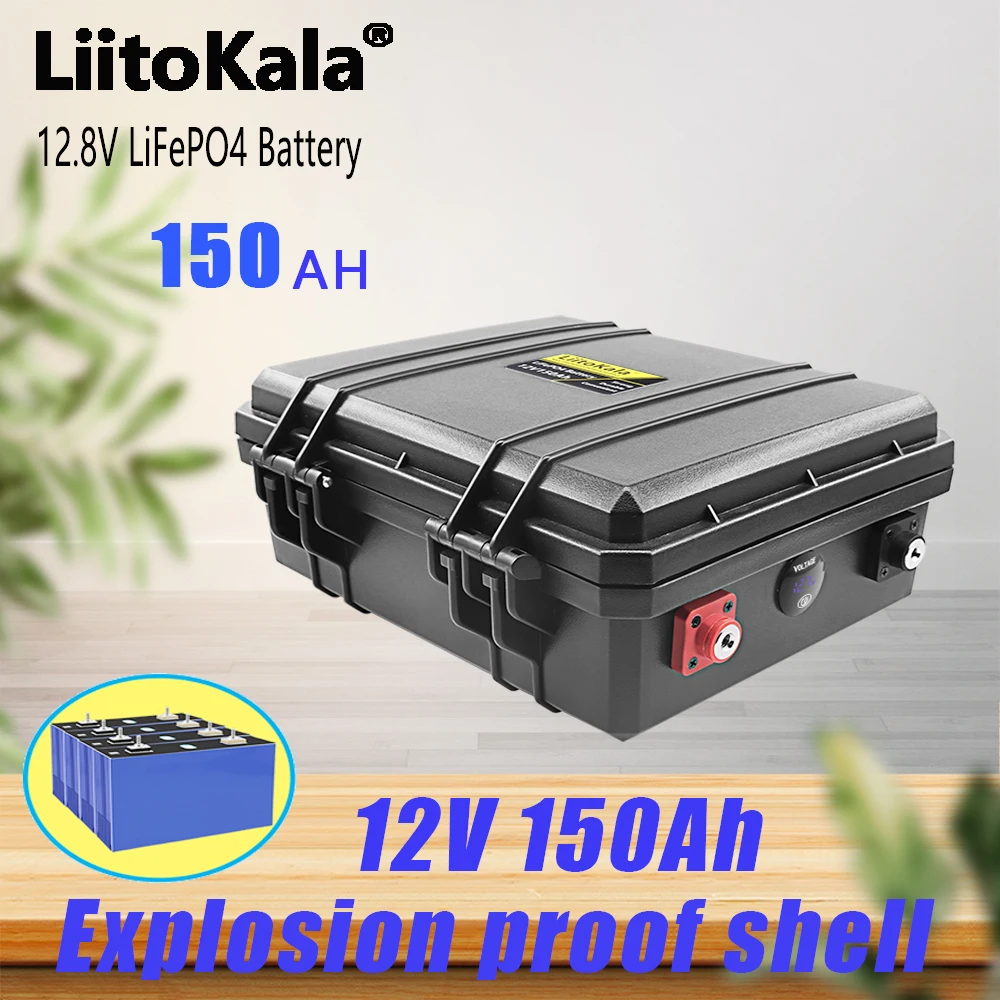 LiitoKala 12V 150Ah LiFePO4 Lithium Iron Phosphate Battery Pack Built-in 12.8V 100A BMS for Electric boat motor Solar inverter