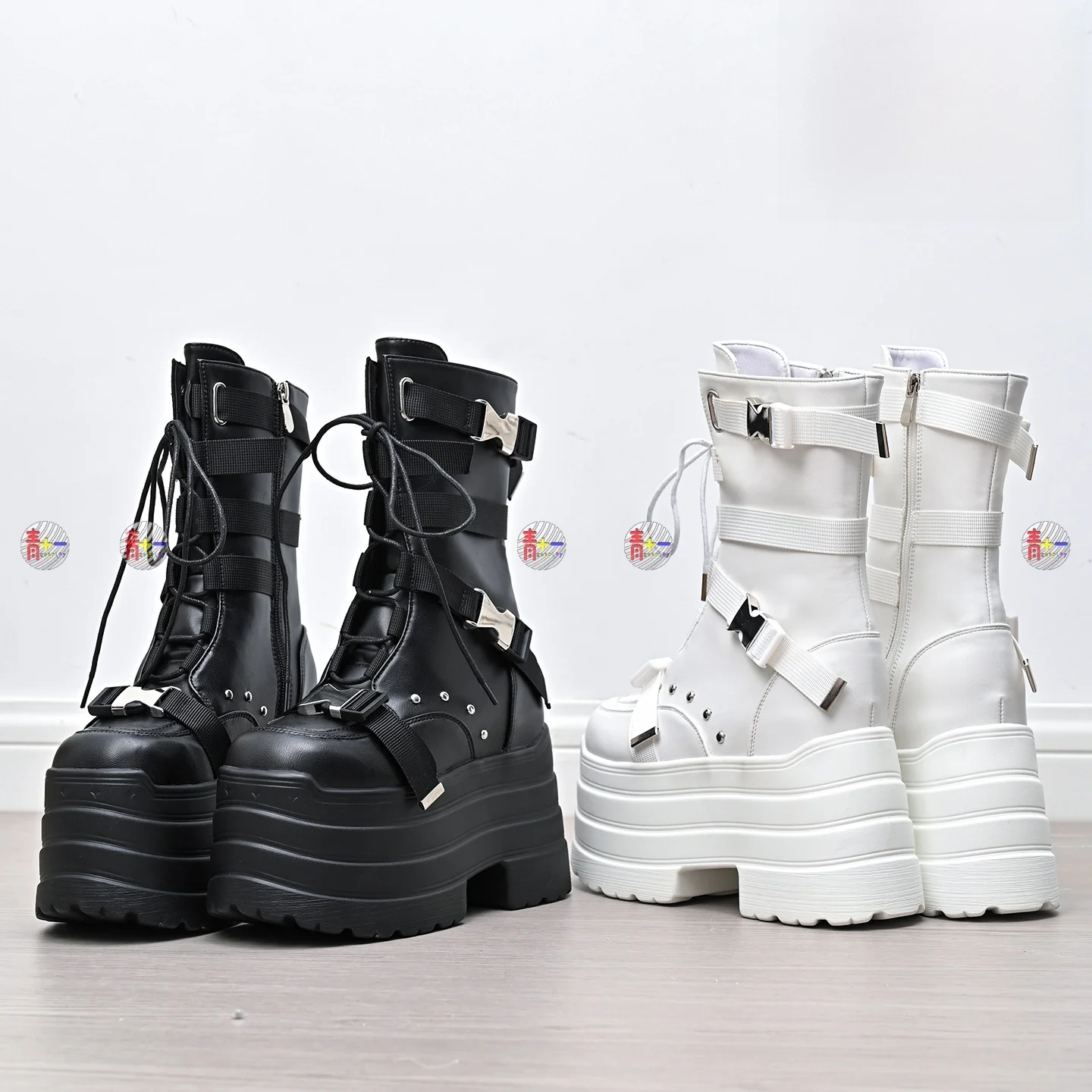 

Cosplay Heightening oes Men's Thi Bot Mid-Calf Anime Boots Wu Liang Wu Faionable round Toe Zipper Closure PU Leather