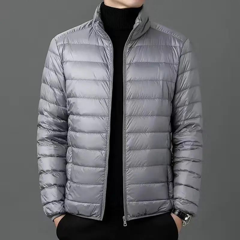 Lightweight Cotton Jacket Men's Stand Collar Casual Thin Style Large Size Trendy Warmth Inner Wear Outerwear for Winter