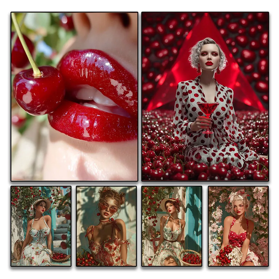 

2025 New 5D DIY Diamond Painting Art Kit Beauty Cherry Square Round Rhinestone Handmade Cross Stitch Mosaic Home Decoration Gift