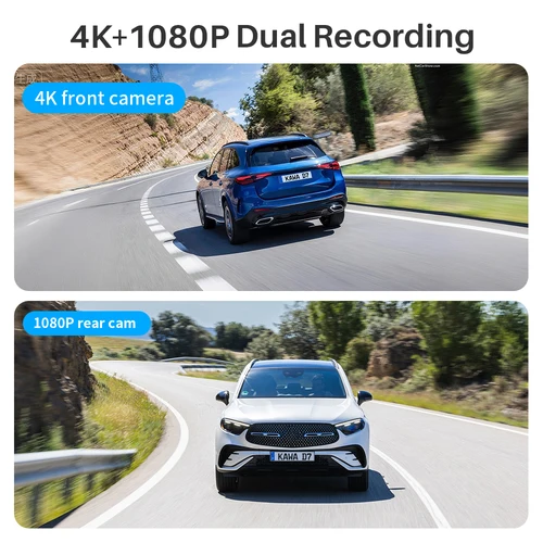 Imagen 2 del producto KAWA D7 4K cámara de salpicadero delantera y trasera, grabadora de vídeo 4K WiFi6 cámara de coche, DVR pequeña cámara trasera para AUTO, aplicación/cámara de salpicadero de Control de voz