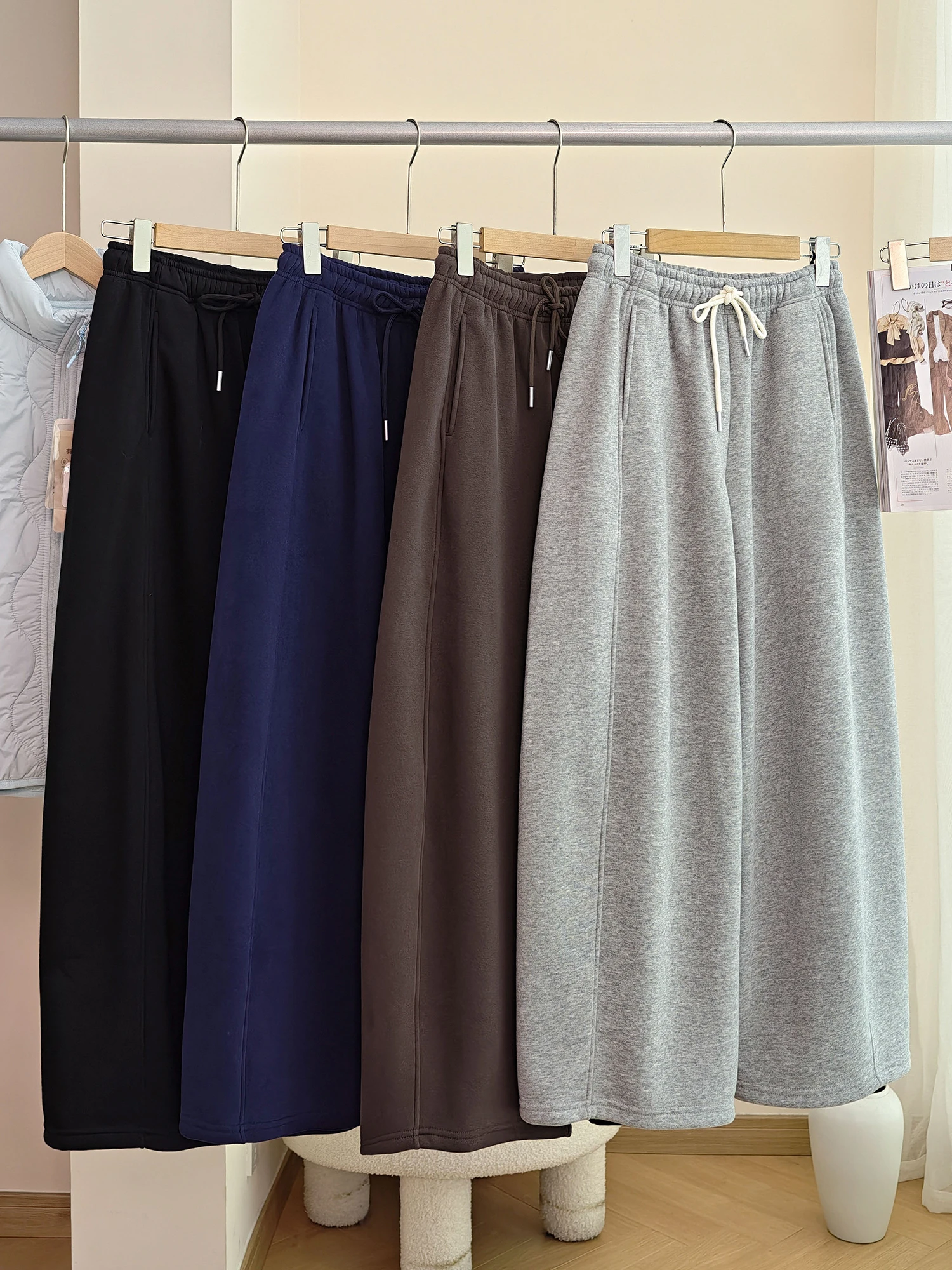 

Женские брюки свободного кроя Thiened Fce с эластичным поясом, воротником-стойкой, повседневные, со средней посадкой, из чесаного хлопка Thiened