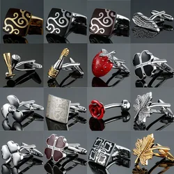 1 Pairs High Quality Cufflinks Rose Champagne Four-leaf Clover Cuff Links For Mens French Shirt Cuffs Button Wedding Jewelry