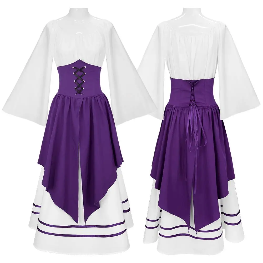 

Renaissance Gothic Sle Slim Fit Corset And Dr Two Piece Set Stage Performance Costume loween Multicolored Gown