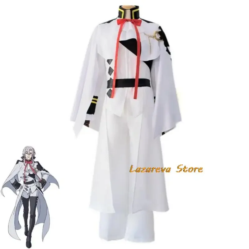 Anime Ferid Bathory Owari No Seraph Of The End Cosplay Costume Wig Vampire White Uniform Hallowen Carnival Party Suit