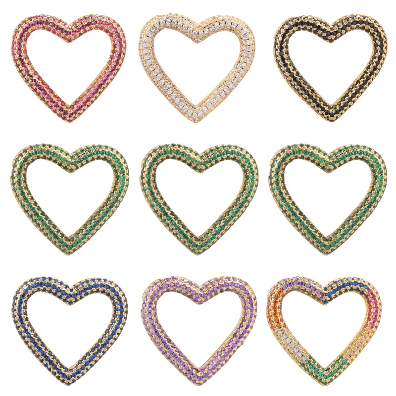 Juya Handmade Decorations Rainbow Cubic Zirconia Lover Heart Star Of David Oval Charms For DIY Needlework Pendant Jewelry Making