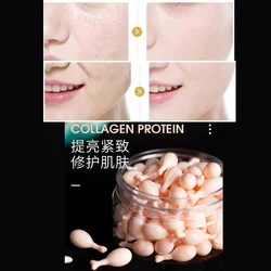 60PCS Collagen Placenta Capsule Face Serum Anti Wrinkle Night Hydra Moisturizing Anti Aging Whitening Care Skin Rejuvenation