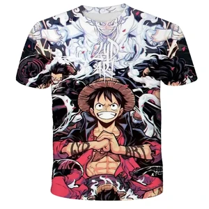 Kurzarm T -Shirt Anime Luffy Männer, Cartoon -Tops für Jungen, lose Kinder, Kinder lässig t -Shirt, 1 Stück 8 Hauptverkauf Luffy Dressrosa Shirt - №5