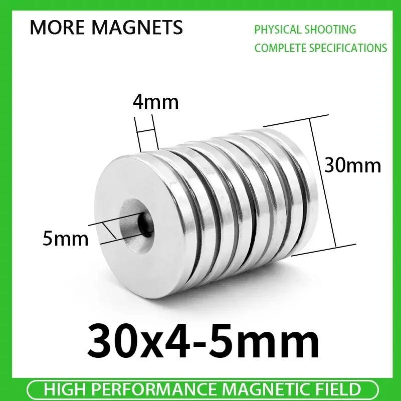 

1~30PCS 30x4-5mm Neodymium Magnet 30mm x 4mm Hole 5mm N35 NdFeB Round Super Powerful Strong Permanent Magnetic imanes