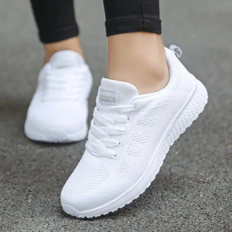 Sapatos casuais respiráveis para mulheres, tênis de caminhada, tênis de ginástica, calçados femininos, branco, nova moda, 2024