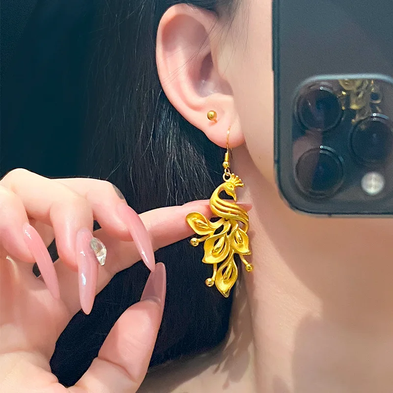 Earrings can be exchanged earrings clip female alloy earrings bride wedding 9999gold