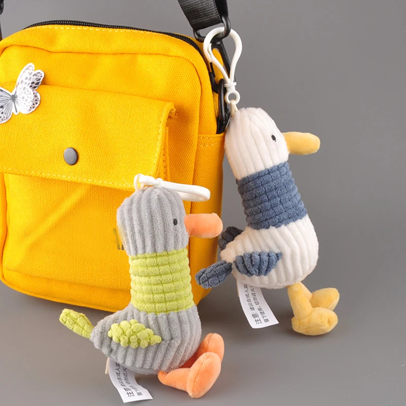 Kawaii Keychain Cute Cartoon Animal Stuffed Toy Duck Doll Bag Charm with Hook Pendant Key Chain Accessories Gift