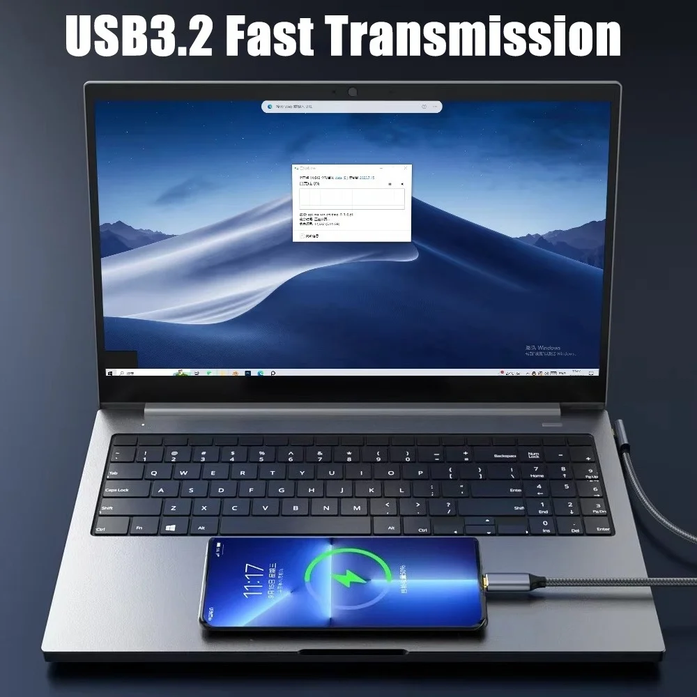 PD100W USB-C to USB-C USB3.2 5A Type-C Fast Cord 10Gbps 4K@60Hz Screen Mirroring Cable For iPhone 17 Pro Max MacBook Pro Samsung