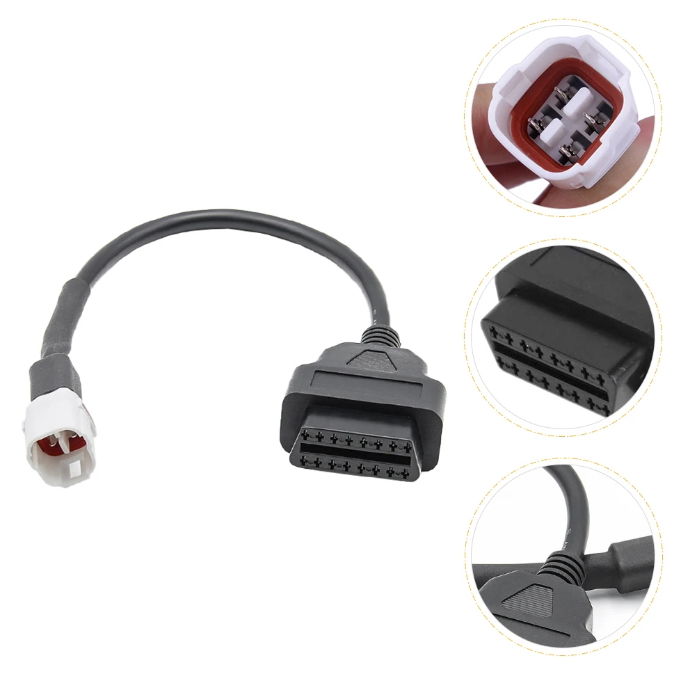 

Motorcycle Diagnostic Cable 4 Pin to 16 Pin Adapter OBD2 Engine Fault Detection Tool Lightweight Durable Rubber ABS Material St