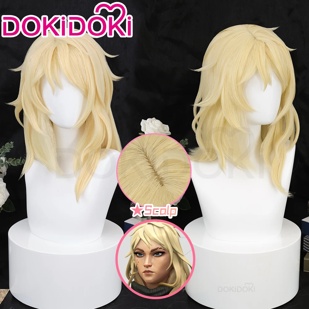 IN STOCK Deadlock Viper Iso Wig Game Valorant Cosplay Wig DokiDoki Women Yellow long Hair Game Valorant Cosplay Free Wig Cap