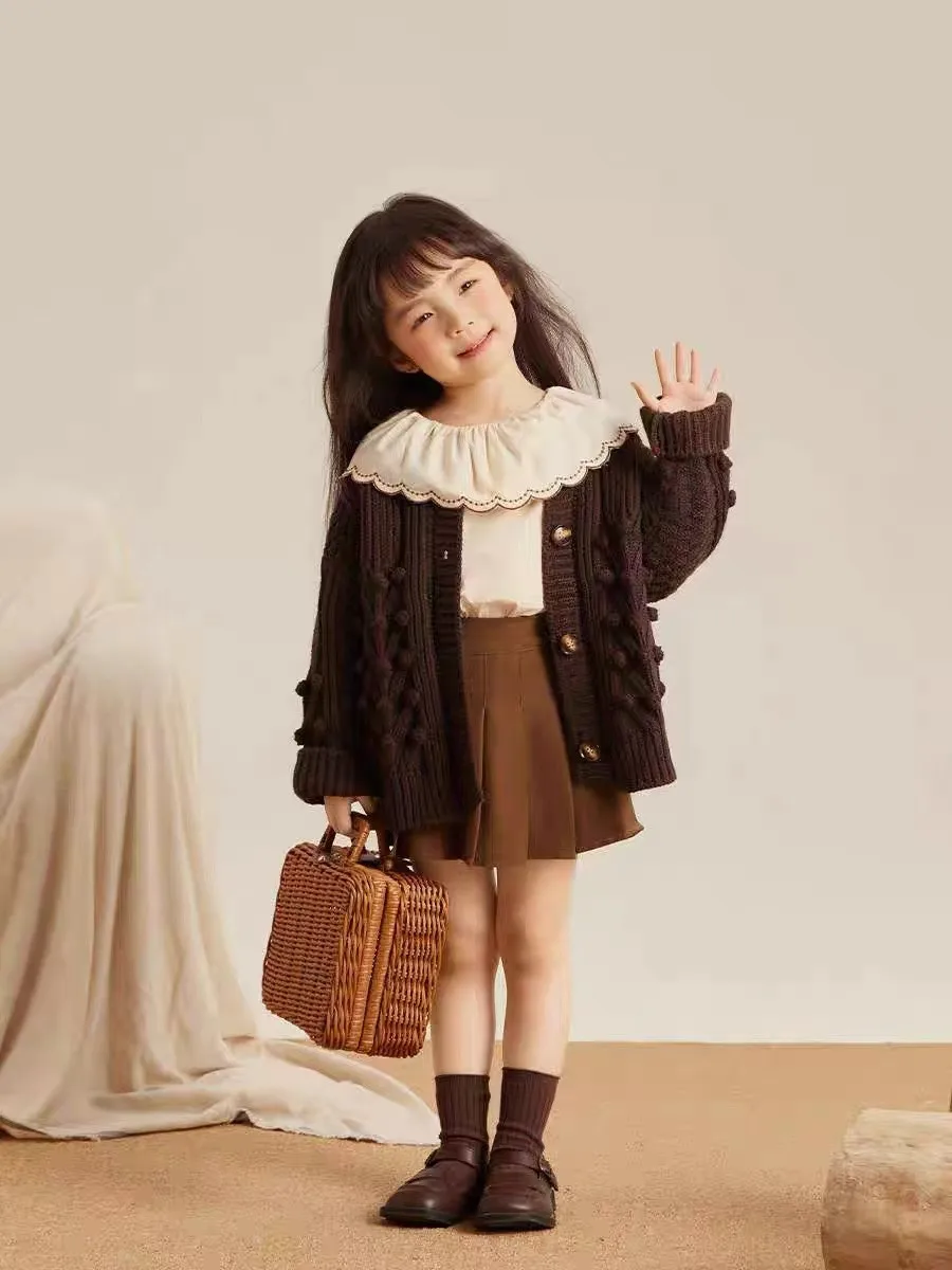 

Children's sweater cardigan Spring and autumn new girl baby knitwear Fried Dough Twists coat