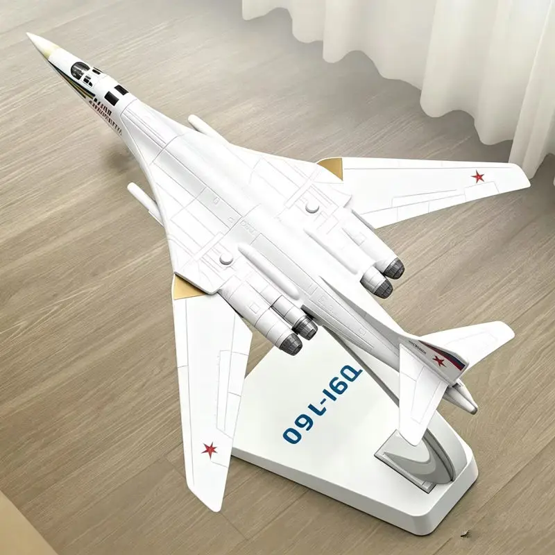 Alloy Tu-160 White Swan Strategic Bomber Stealth Fighter Aircraft Diecast Metal Battle Plane Airplane Model Sound Light Kid Gift