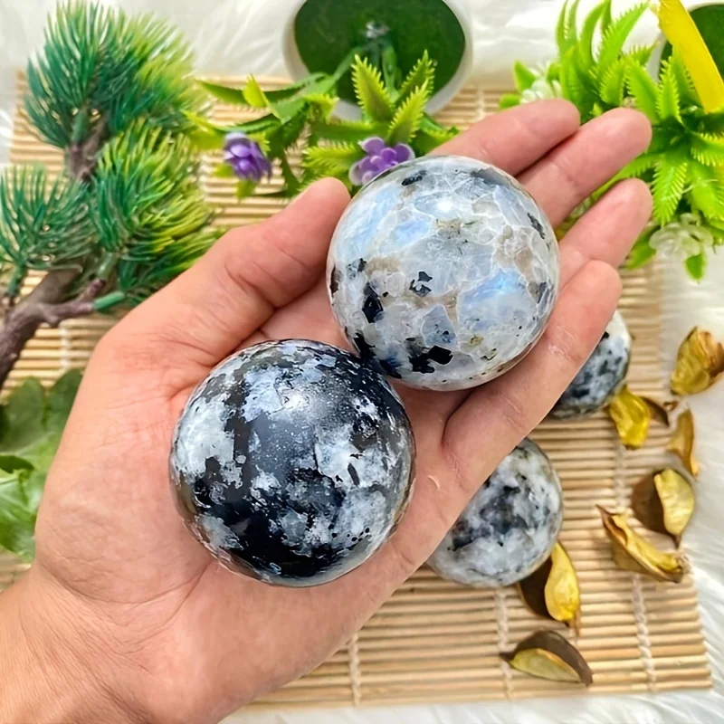 Natural male rainbow moonstone ball, suitable for chakra reiki meditation, home decoration ornaments, thoughtful holiday gifts - view 4