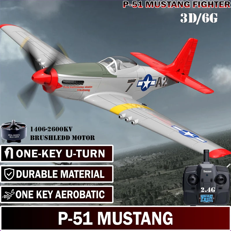 Top 5CH RC avión P51D Mustang 2,4 GHz 3D/6G avión de ala fija fácil de volar RTF Motor sin escobillas caza para adultos y principiantes
