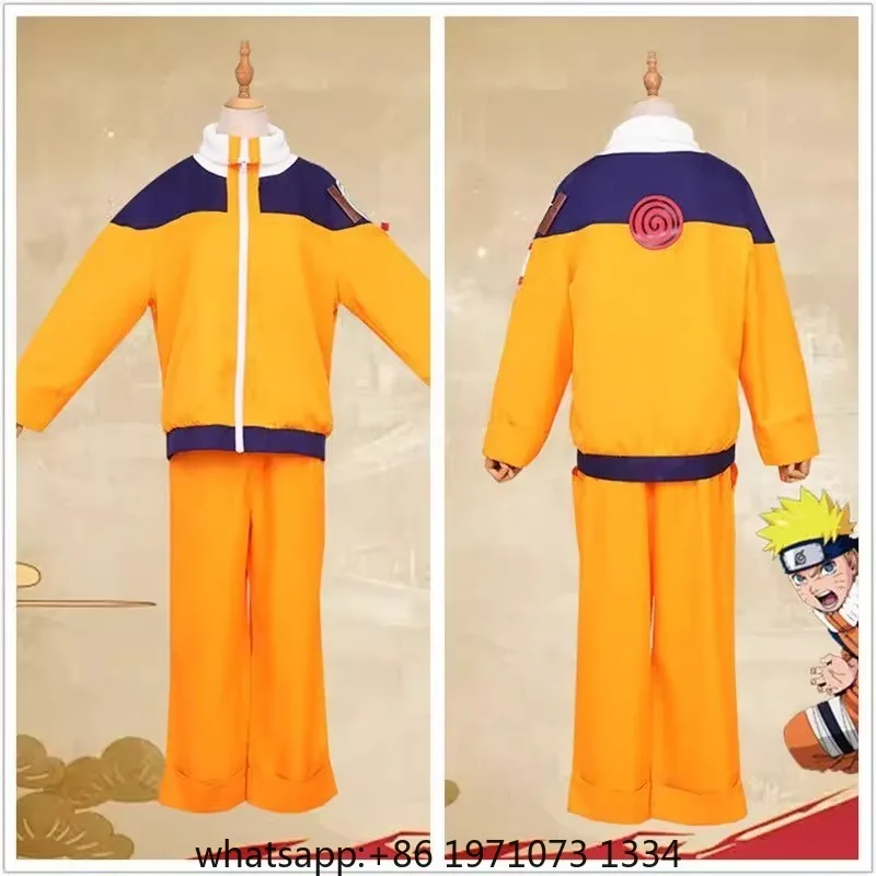 Uzumaki Cosplay Costume Orange Clothes with Headband & Kunai Pouch Pre-Shippuden Genin Ninja Outfit Blonde Wig Unisex Adult Hall - view 2