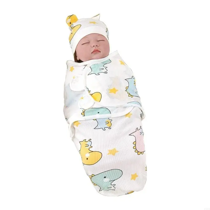 2-Pieces/set Soft Baby Wrap Cloth Swaddles Blanket with Hat Warm and Comfortable Newborns Sleeping Bag Shower Gift