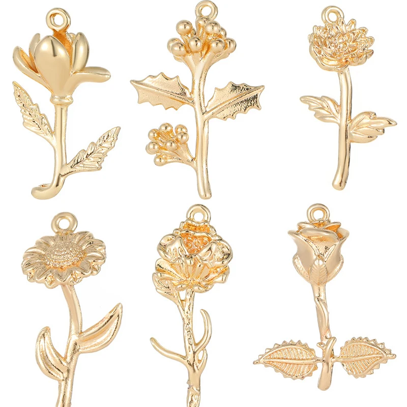 

30pcs Mix Color Copper December Flower Pendant for Jewelry Making DIY Necklace Bracelet Accessories