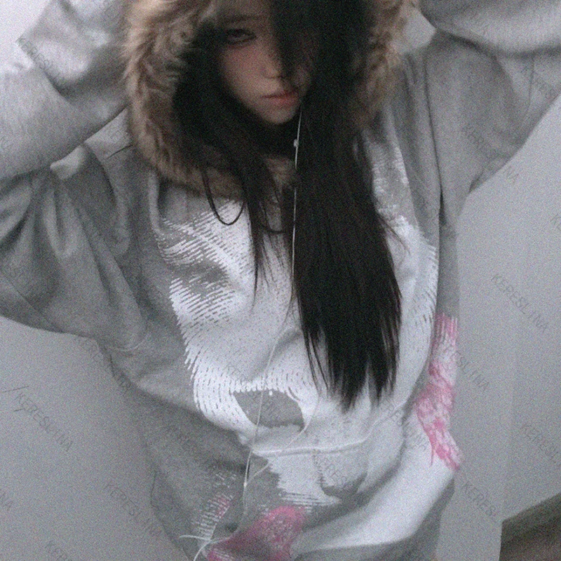 

Y2k хип-хоп High Street модная удобная толстовка осень/зима винтажная готическая Harajuku мужская и женская универсальная толстовка с капюшоном эмо