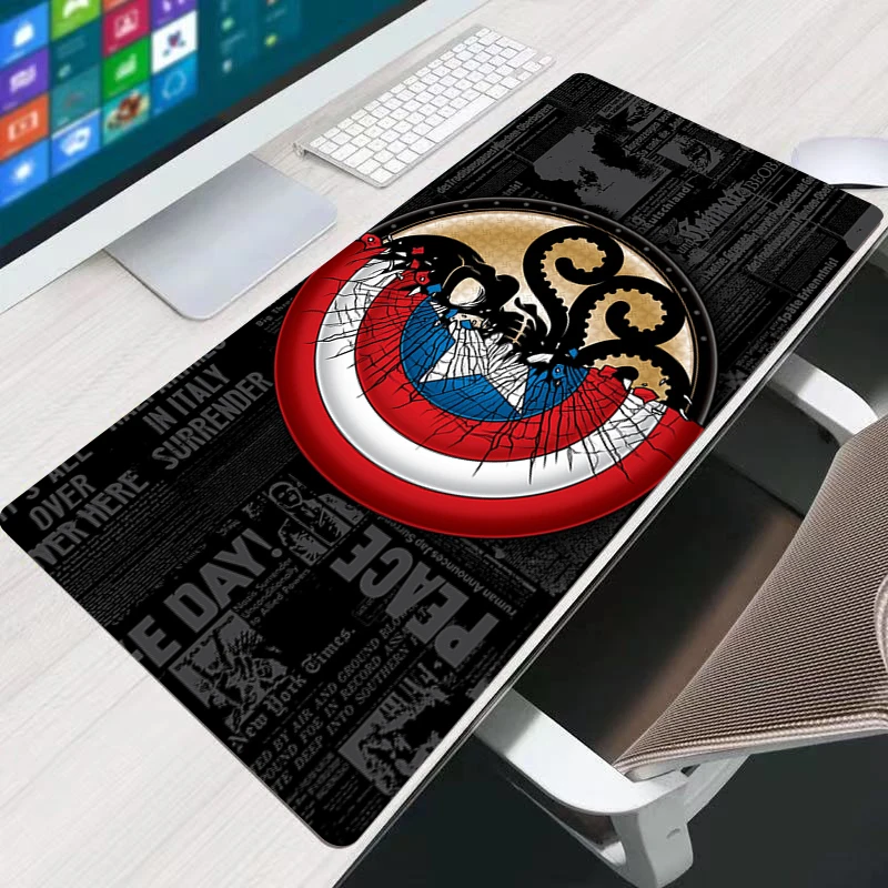 แผ่นรองเมาส์ แคปตันอเมริกา เกมเมอร์ แผ่นรองเมาส์สำหรับเล่นเกมแบบไม่ลื่น แผ่นรองเมาส์พิมพ์ลาย HD แผ่นรองคีย์บอร์ด แผ่นรองเมาส์ขนาดใหญ่ แผ่นรองเมาส์สำหรับเล่นเกม แผ่นรองโต๊ะทำงาน