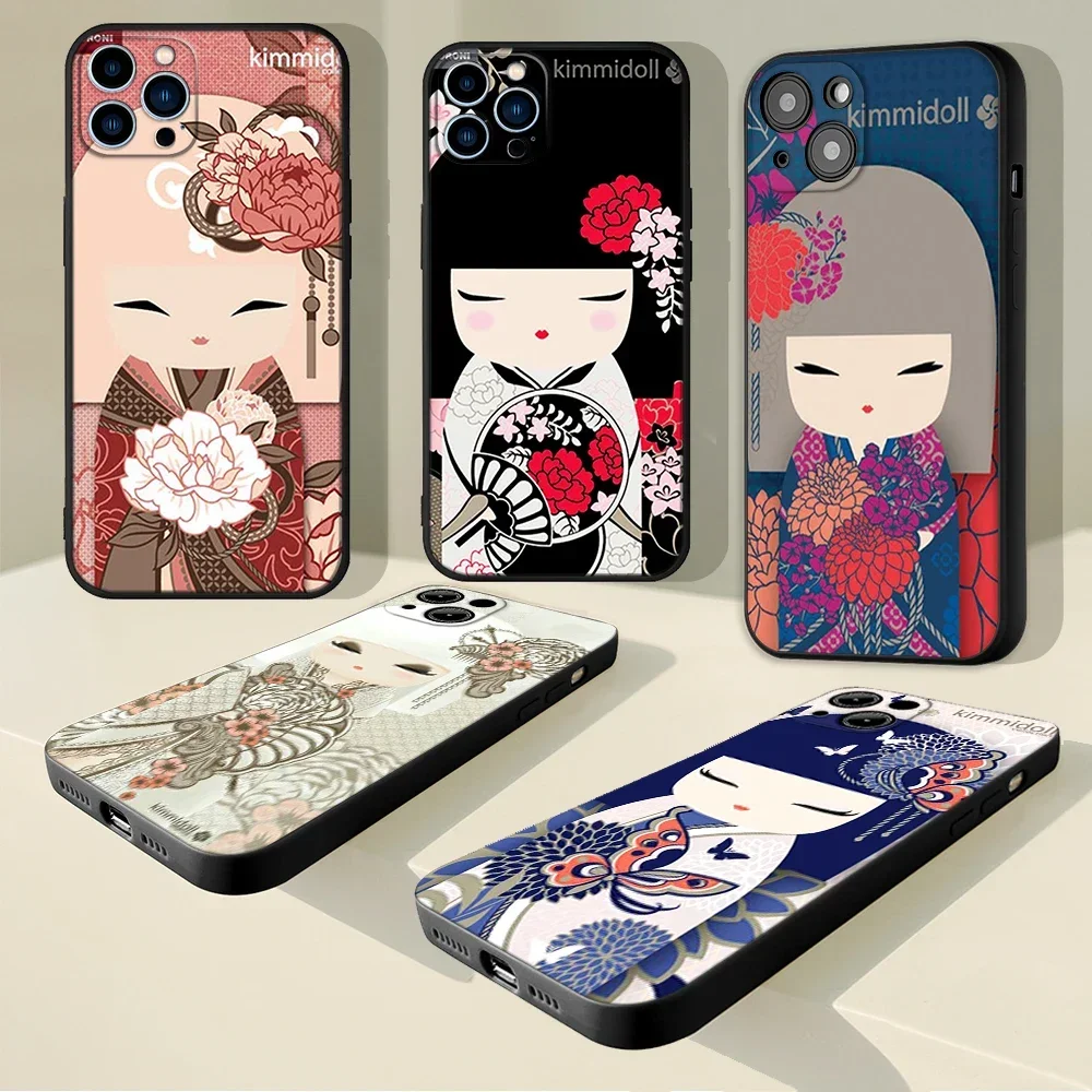 Cute Doll KIMMIDOLL bella ragazza Cassa Del Telefono Per iphone 16promax 15pro 14pro iphone 12 13 Mini XS MAX 15 14Plus XR SE Copertura Nera