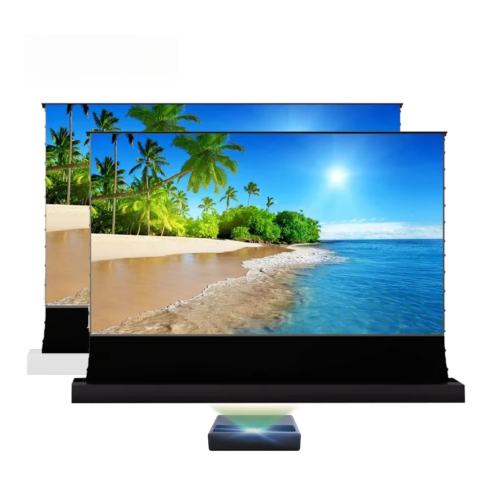 

72-150 Inch T-prism Floor Rising Projection Screen Alr Ust Floor Rising Floor Lifting Motorized Screen 4K UST Projector Screens