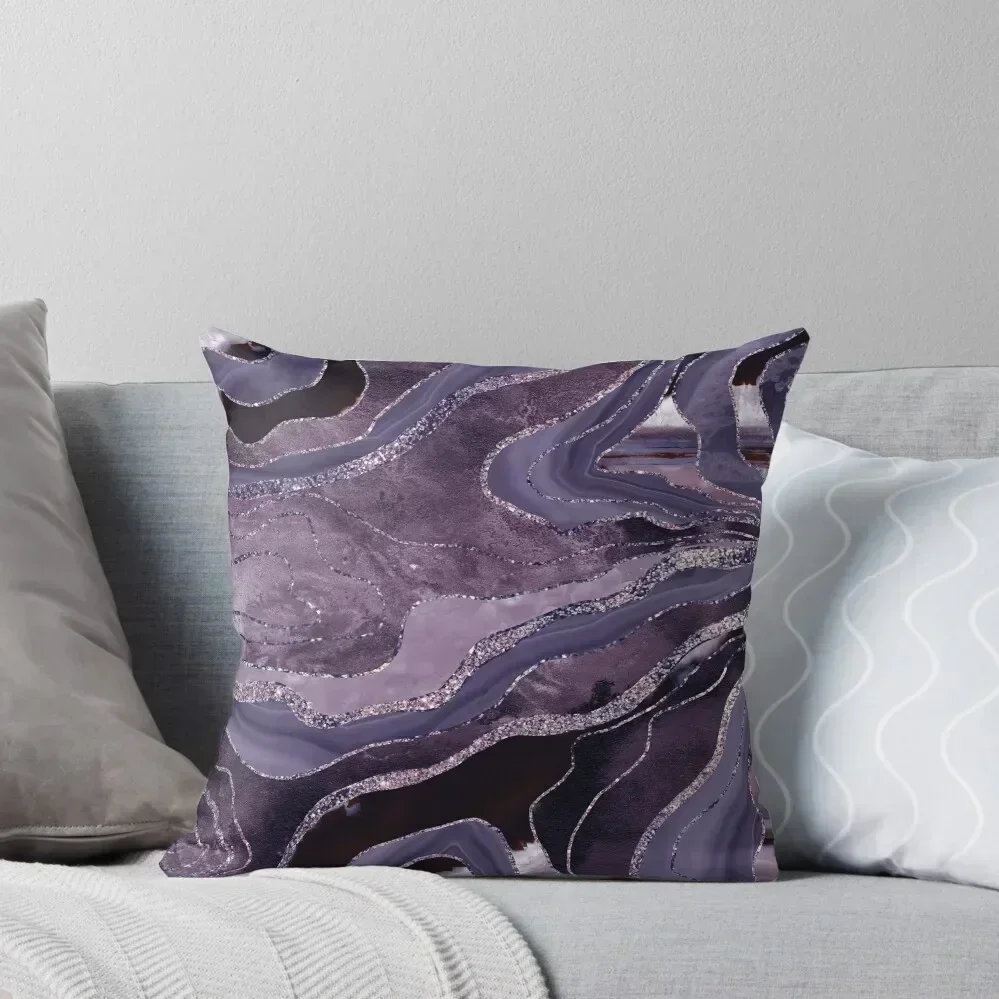 Lavender Mauve Agate Glitter Glam #1 (Faux Glitter) #decor #art Throw Pillow Decorative Cushions Sofa Cushion pillow