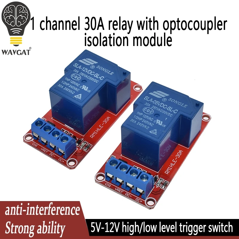 12V 5V 30A Two-way isolation relay module High/low level trigger 12V/5V 30A 1-Channel Relay Module+Electronic With Optocoupler