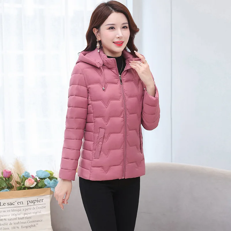 Down Cotton Jacket for Women in Winter New Hooded Short Style Warm Coat Casual Outwear Female Parkas Fashion Fit Ladies Tops