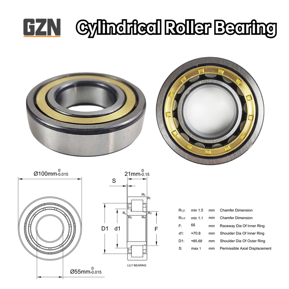 Rodamiento de rodillo cilíndrico piezas, transmisión de alta velocidad, reductor de Motor NJ211EM C3, 55x100x21MM, 42211, 1 ud.