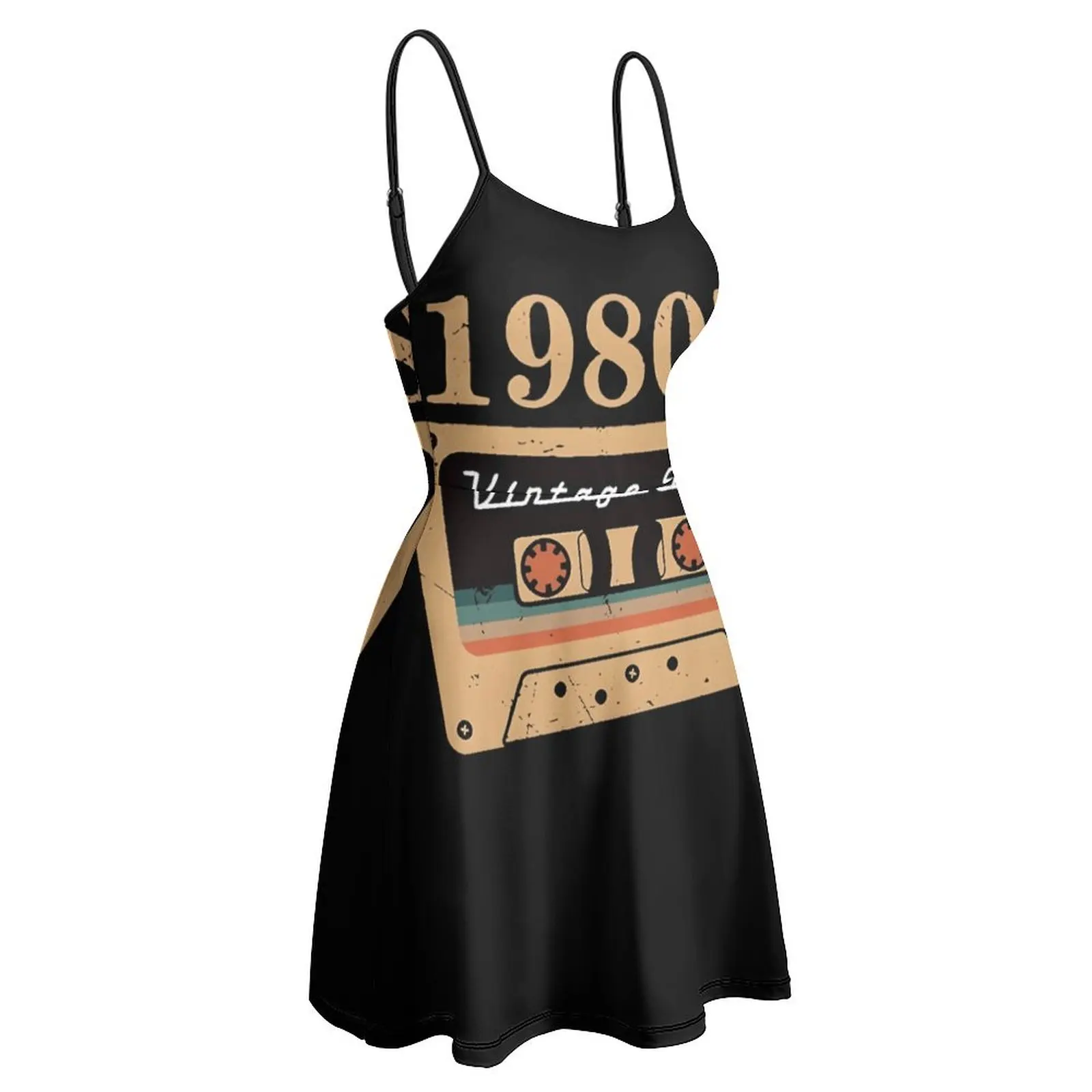 Sexy Woman's Clothing Strappy Dress 1980s Vintage Soul Tape Women's Sling Dress Novelty  Vacations Casual - view 4