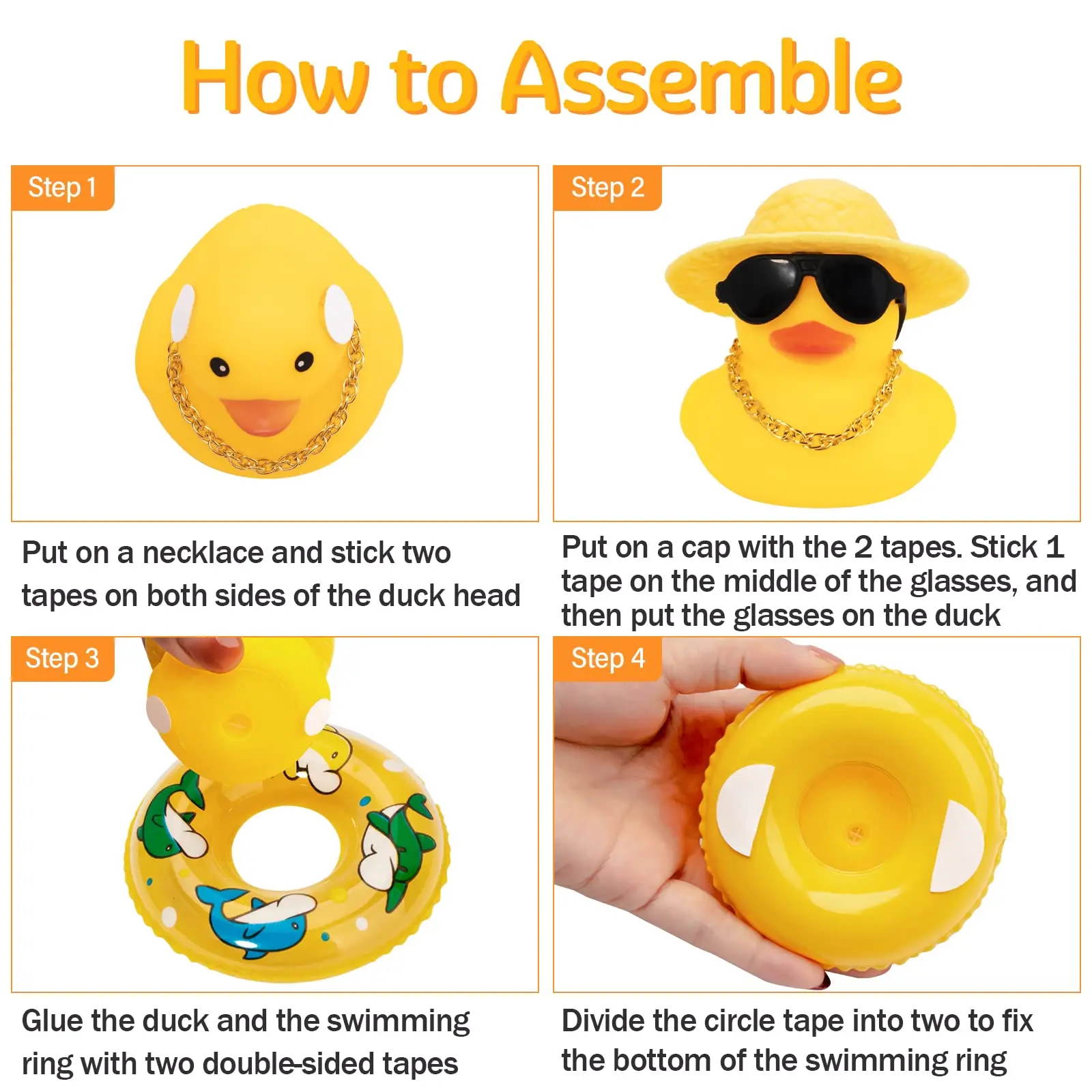 Car Rubber Duck Dashboard Yellow Duck Decoration for Car Dashboard Decorations Duck Toy with Swim Ring