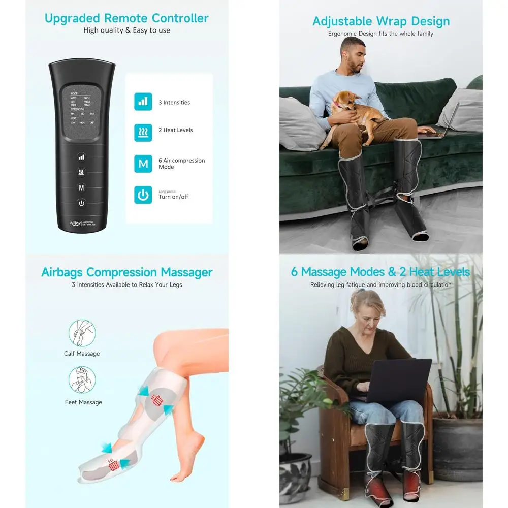 

6-Mode Heat & Compression Leg Massager for Improved Circulation and Pain Relief