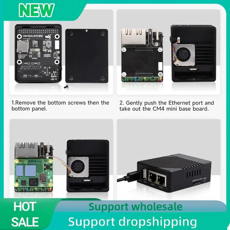 Solid MINI Dual Ethernet CM4 Carrier Board For RPI Raspberry Pi Compute Module For 4 Lite EMMC Expansion Base Board
