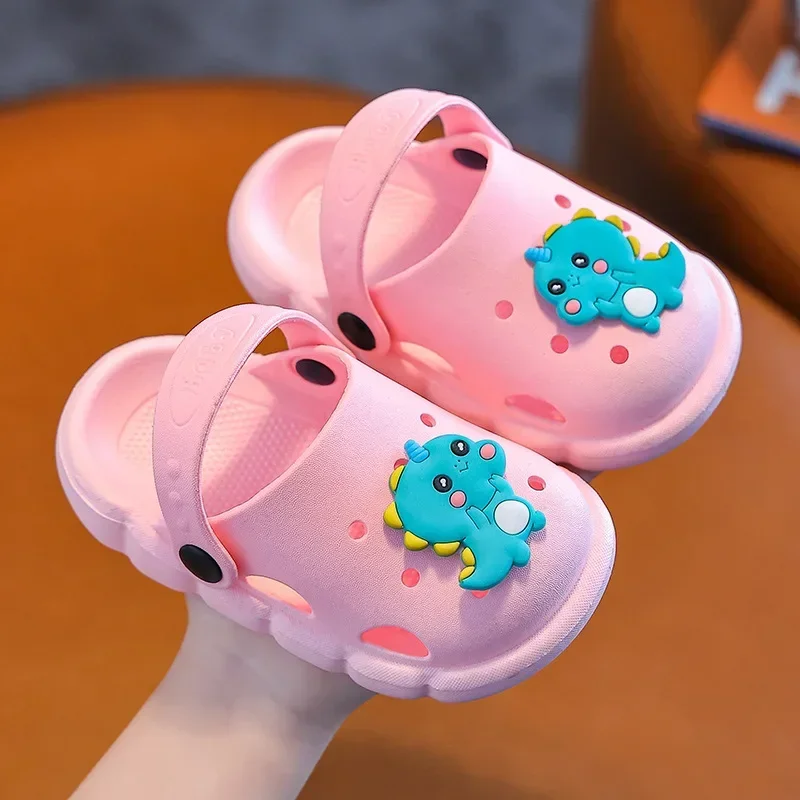 Kids Hole Shoes Children Beach Slippers Lovely Cartoon Pattern Babies Indoor Footwear Girls  Boys Non-slip Soft Bottom Sandals