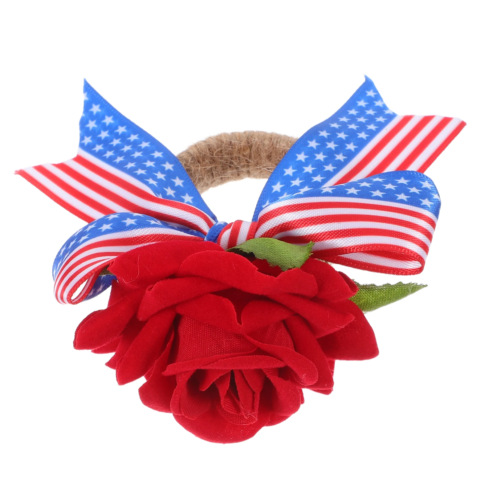 

Napkin Ring Independence Day Holder Creative Buckles Decorate Artificial Rose Farmhouse Rings Rope
