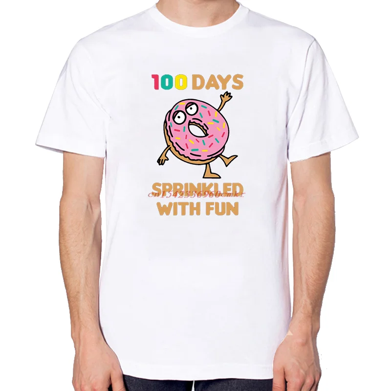 Fashion Unisex Print T Shirt 100 Days Sprinkled With Fun Donut Graphic T Shirts Tees Tops Summer Cotton New Shirts And T-Shirts
