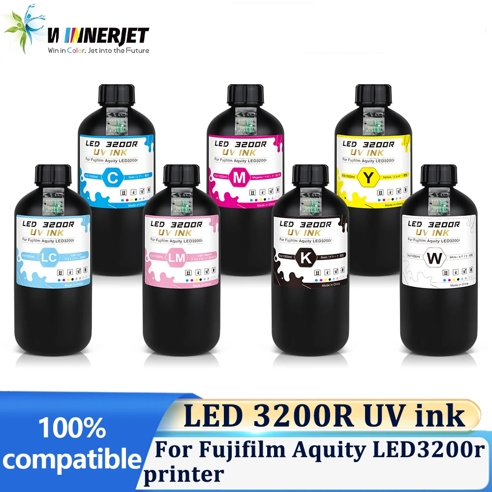 LED 3200R UV ink 1000ml With one time use chip for Fujifilm Aquity LED3200r printer ink