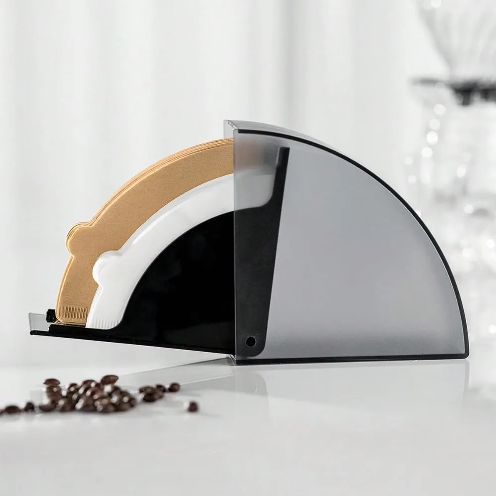 Coffee Filter Holder with Lid Acrylic Paper Dispenser Rack Fit Cone Filters Storage Box Organizer Damp-proof