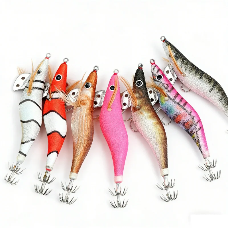 

Специально для морской рыбалки, 10-цветная ткань, светящаяся деревянная креветка 2,5 # 3.0 # 3,5 нет. Приманка Имитация приманки Бас Щука Универсальная K