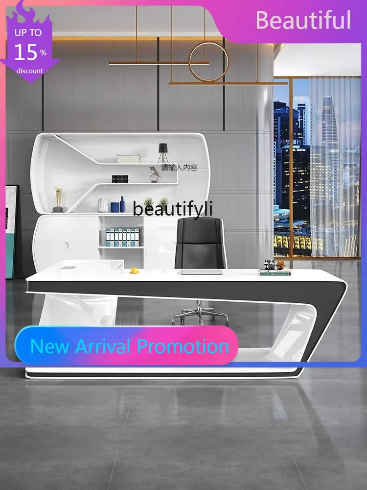 

Technology Sense Paint Creative Boss Desk Office Desk for Boss High-End and Fashionable Modern Office Simple Executive Desk G121