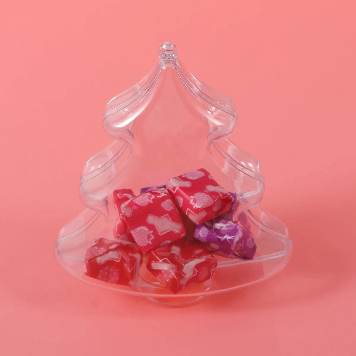 

Plastic Christmas Tree Shape Transparent Clear Ball Ornament Fillable Candy Box Christmas Decoration Xmas Hanging Party Wedding