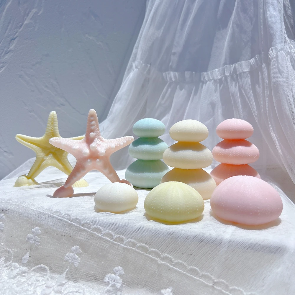 Starfish Silicone Candle Mold Sea Urchin Silicone Mold Seashells Soy Wax Mould for Beach Wedding
